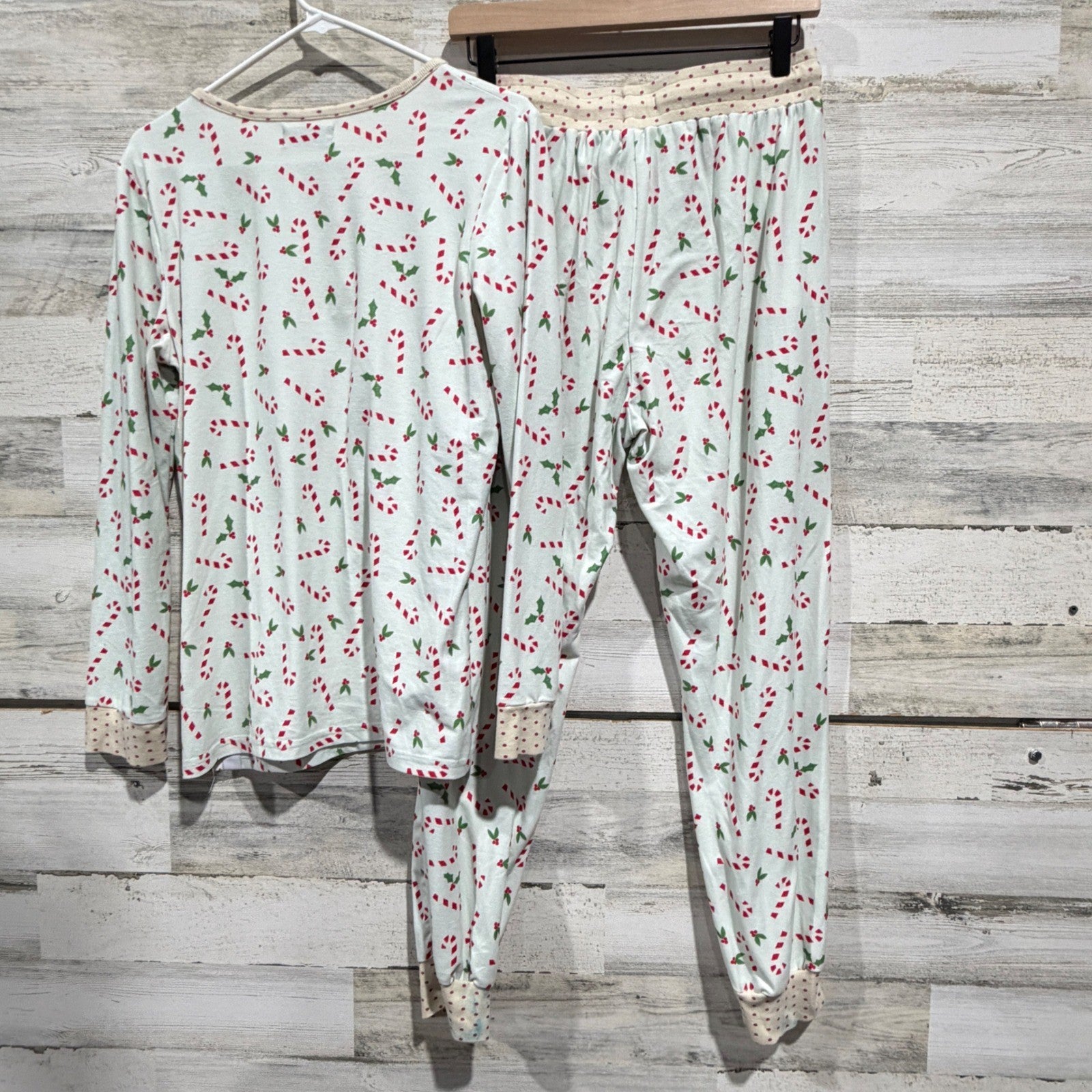 SweetHoney Pajama Set Women M Blue Candy Cane Holiday Festive GUC7