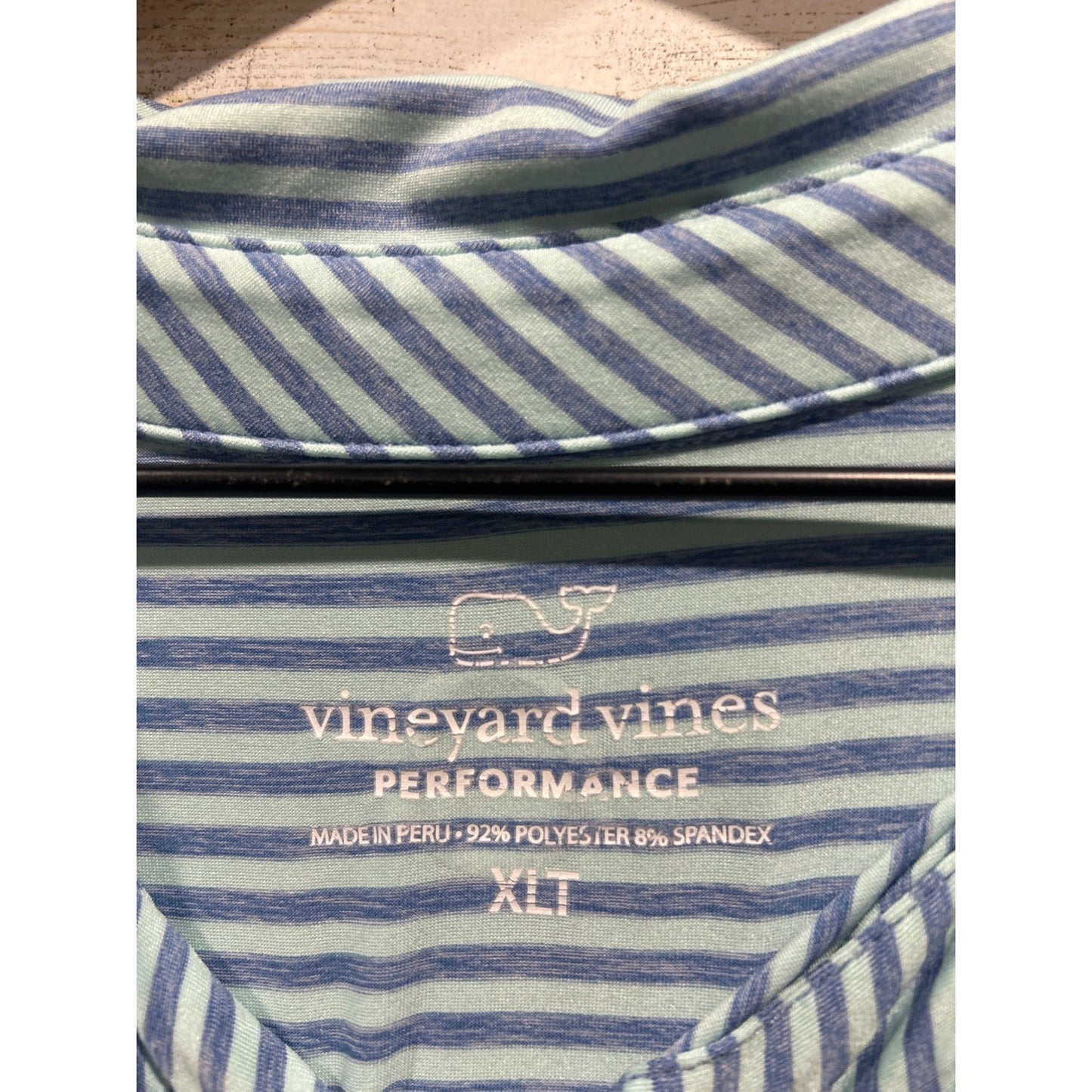 Vineyard Vines Polo Mens XLT Blue Striped Performance Golf Coastal EUC1