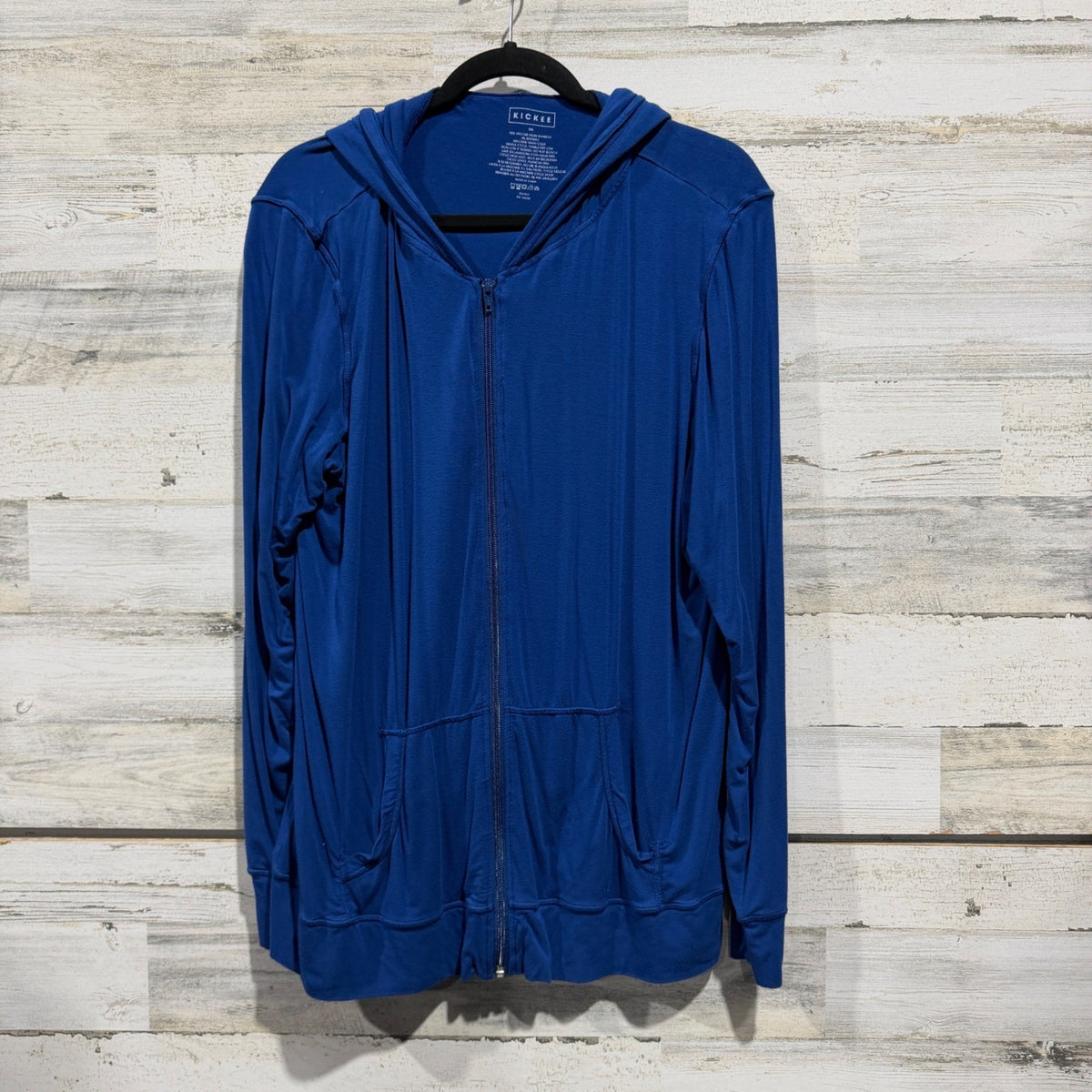 Kickee Zip Up Hoodie Women 2XL Blue Bamboo Viscose Casual Solid0