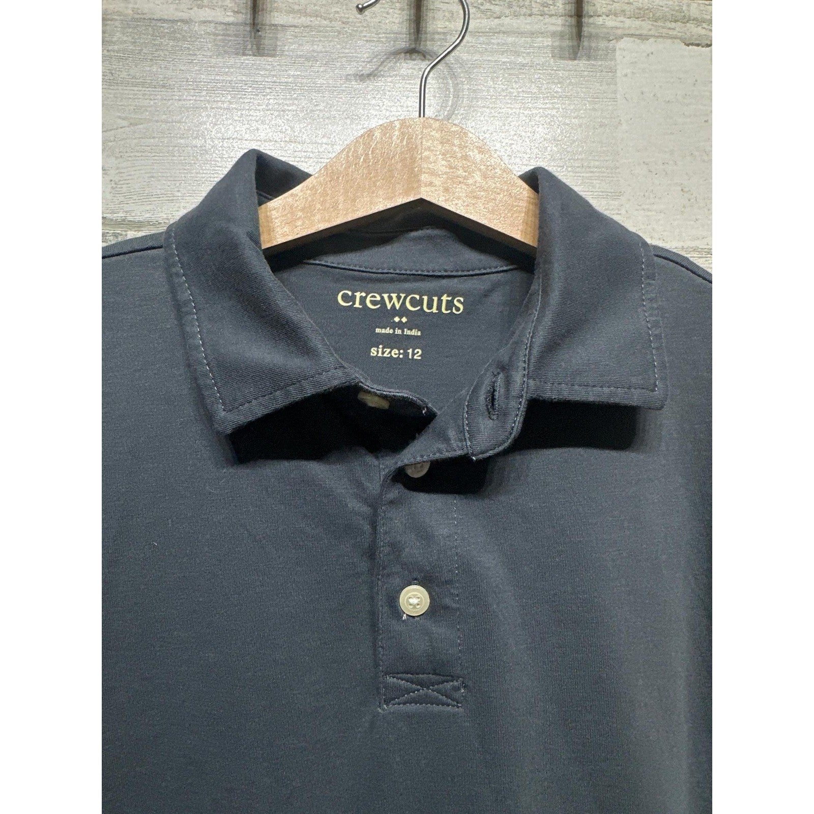 Crewcuts Polo Shirt Boys 12 Charcoal Grey Short Sleeve Cotton EUC1