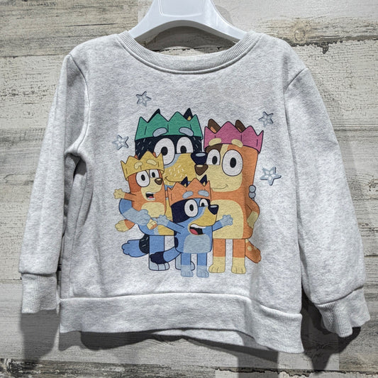 Bluey Heeler Family Sweatshirt Kids 3T Gray Cotton Blend Cartoon Hooray0