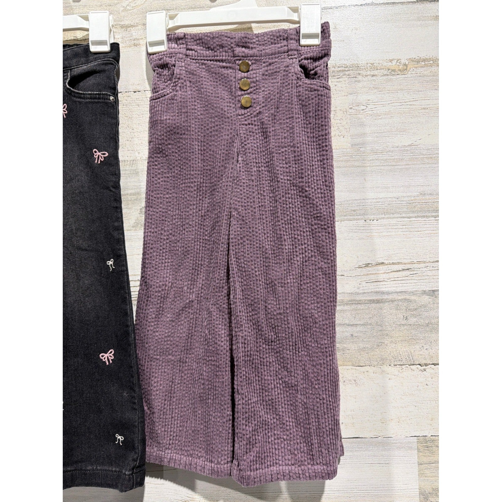 Pants Bundle Girls 5T Purple Black Bows Corduroy Wide Leg Coquette2