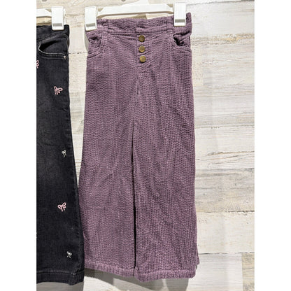 Pants Bundle Girls 5T Purple Black Bows Corduroy Wide Leg Coquette2