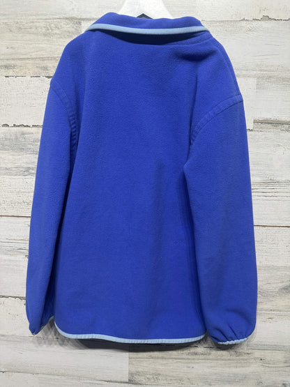 Athleta Fleece Pullover Girls L 12 Blue Snap Neck Mock Neck EUC2