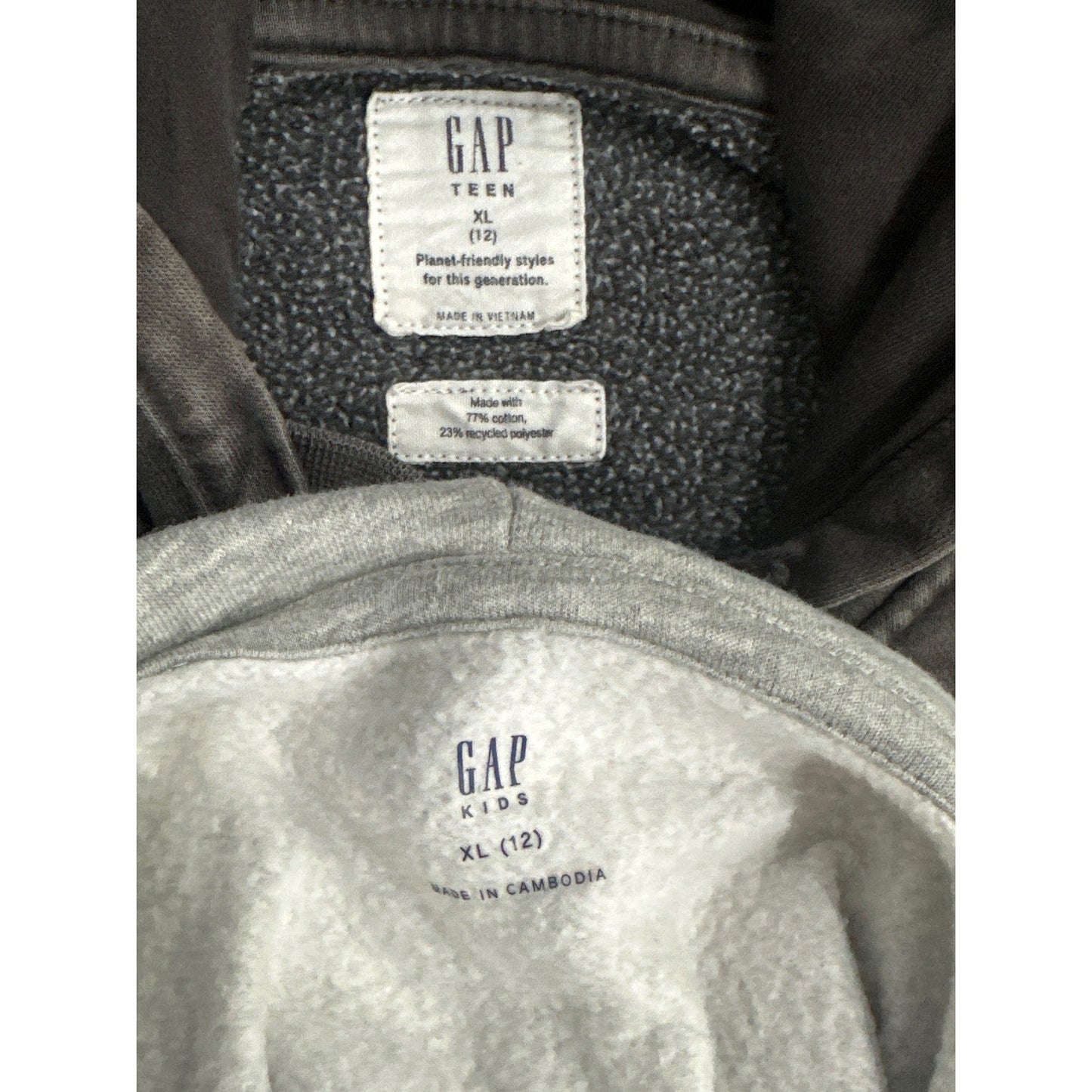 Gap Hoodie Bundle Kids Size 12 Gray Black Pullover Fleece Sweatshirts3
