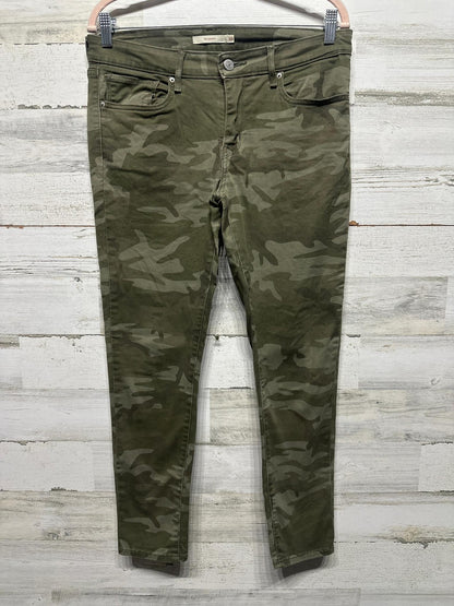 Levi's 711 Skinny Jeans Women 30 Green Camo Mid Rise Stretch Denim EUC0