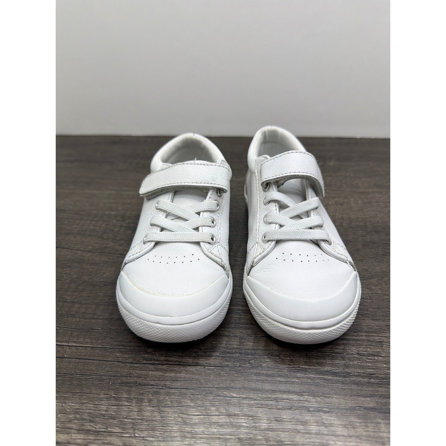 Footmates Jack Sneaker Kids 10 White Leather Hook Loop Classic *Flawed1