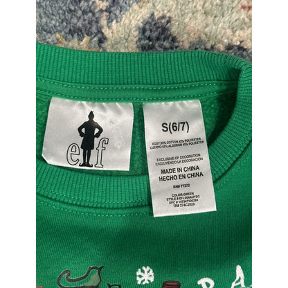 Elf Movie Graphic Sweatshirt Kids S 6/7 Green Christmas Holiday GUC2