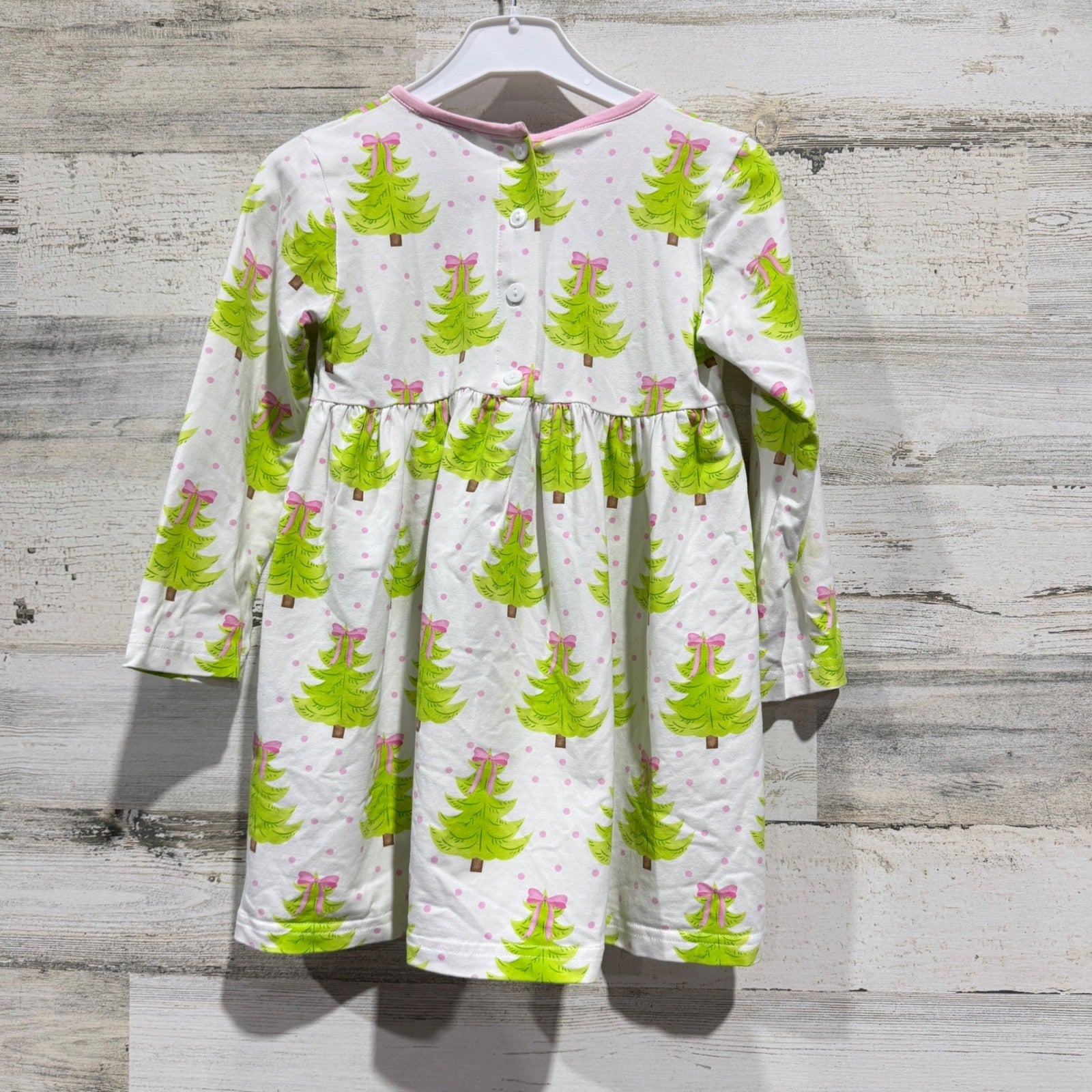 Busy Bees Smocks Dress Girls 5 White Christmas Tree Holiday Knit *Flawed4