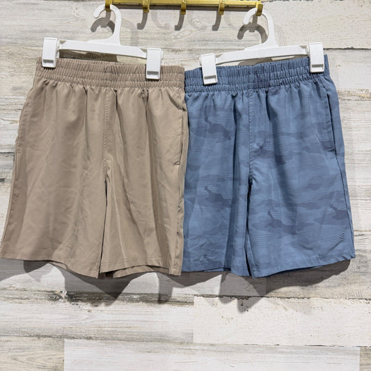 Layer Athletic Shorts Boys Medium Tan Blue Camo Active Performance EUC0