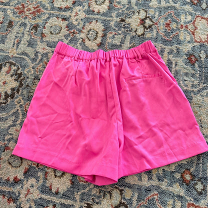 Glam Pleated Shorts Women Large Pink Polyester Spandex Contemporary NWT4