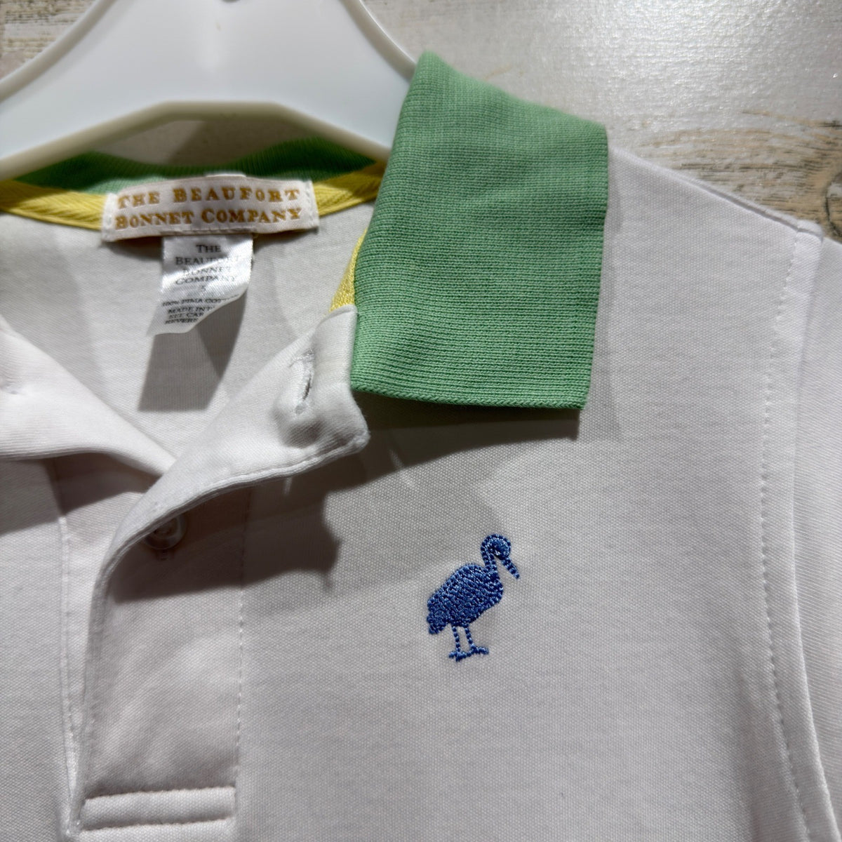 The Beaufort Bonnet Company Kentucky Derby 150 Polo Boys 5 White Pima Flawed*1