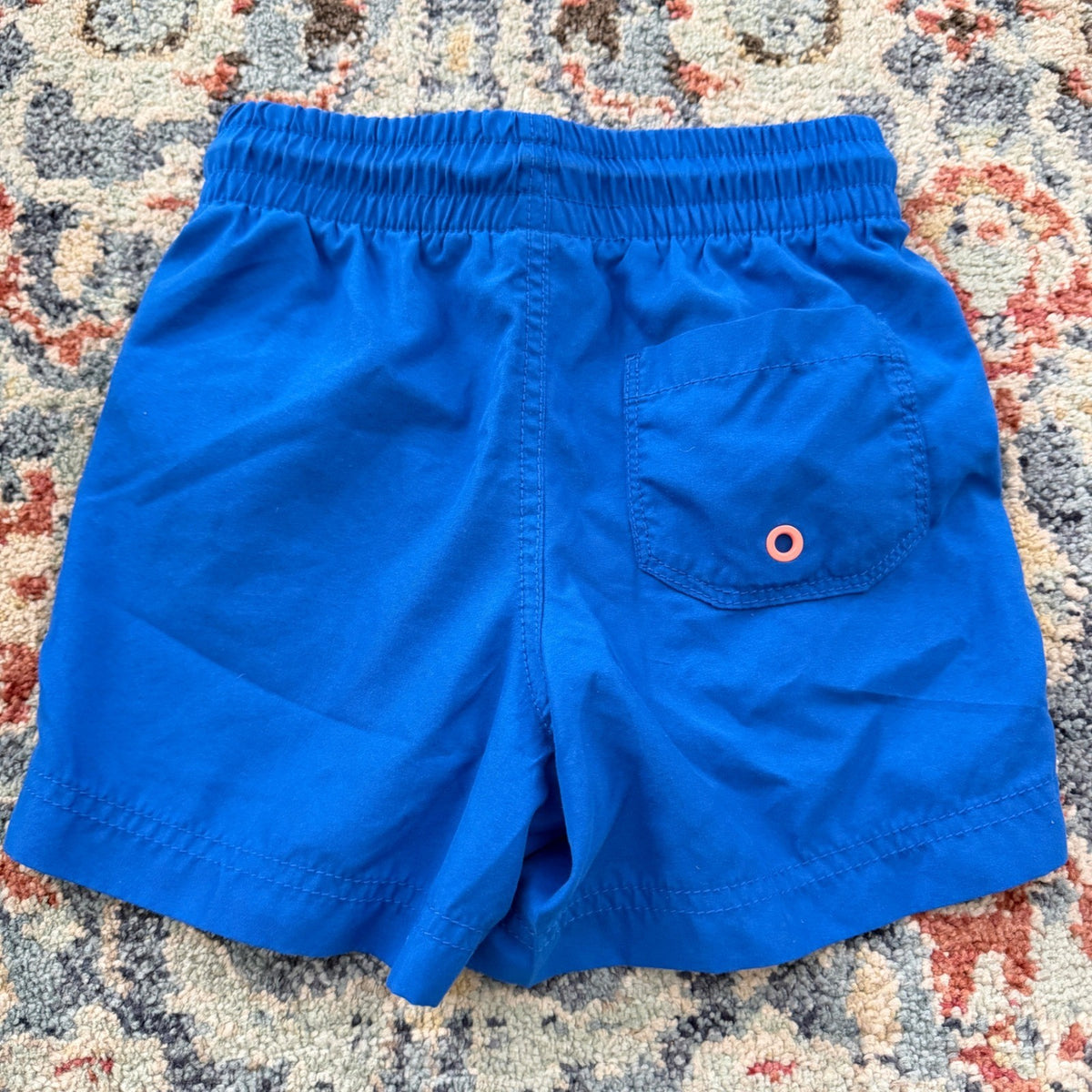 Old Navy Swim Trunks Boys Size 5 Blue Orange Drawstring Beach Summer EUC1