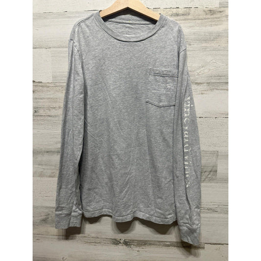 Vineyard Vines Long Sleeve T-Shirt Boys 16 Gray Whale Graphic Pocket Tee0