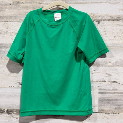 Hanna Andersson Rash Guard Kids 6-7 Green Short Sleeve Swim Shirt *Flawed0
