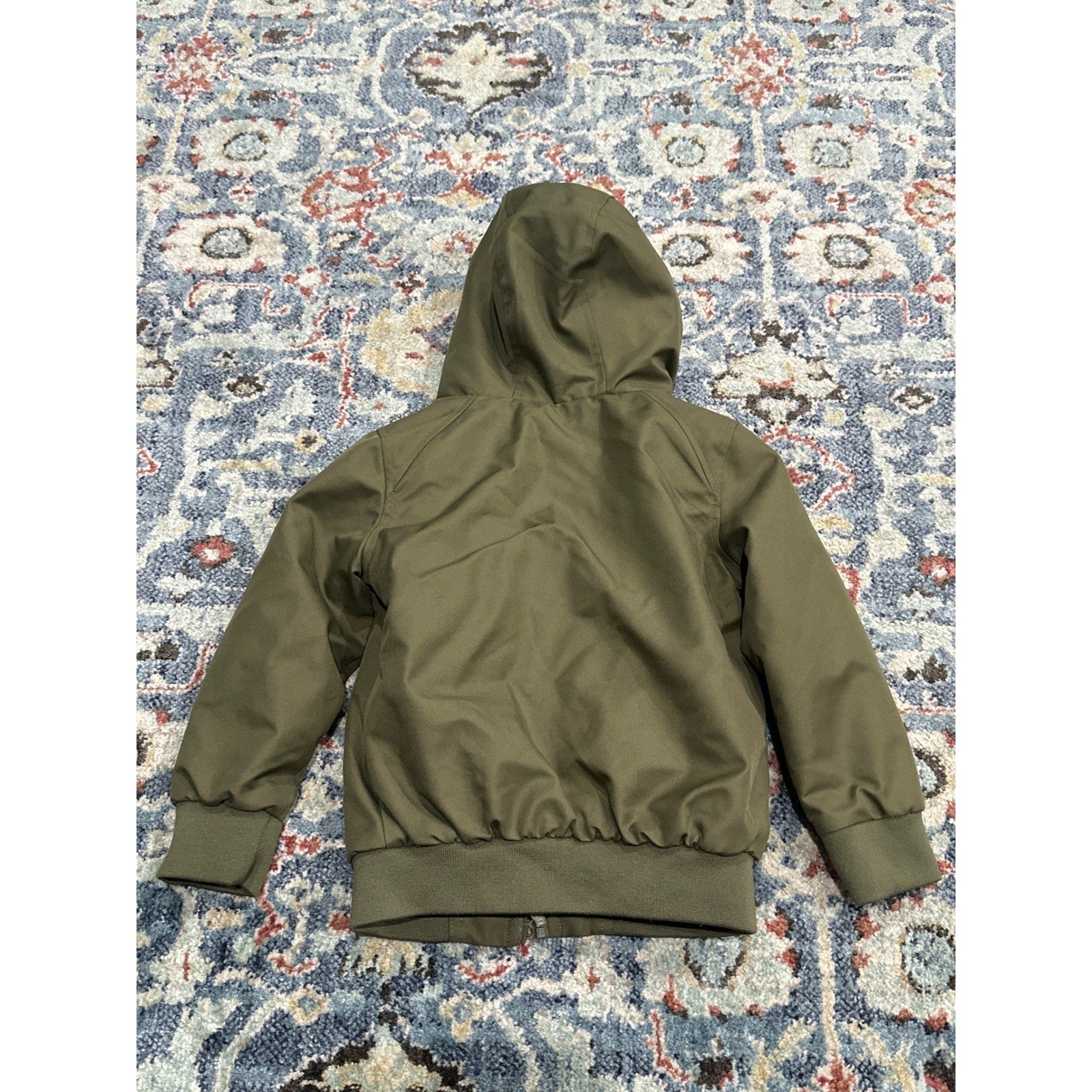 First Wave Hooded Bomber Jacket Boys 4/5 Olive Green Full Zip5