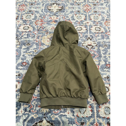 First Wave Hooded Bomber Jacket Boys 4/5 Olive Green Full Zip5