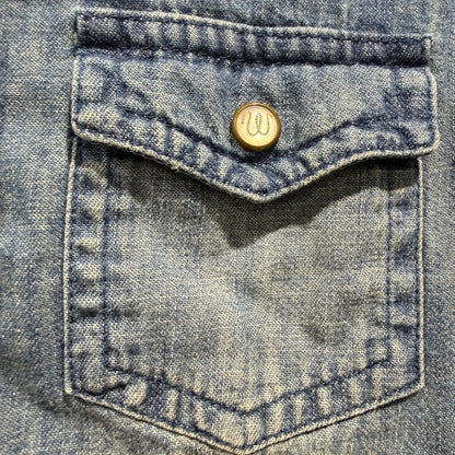 Wrangler Denim Snap Tunic Top Girls XS Blue Western Yoke Pearl Snap EUC3