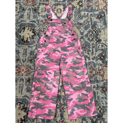 Roper Camo Overalls Girls XS 4-5 Pink Camouflage Bib Quilted Liner Cargo0