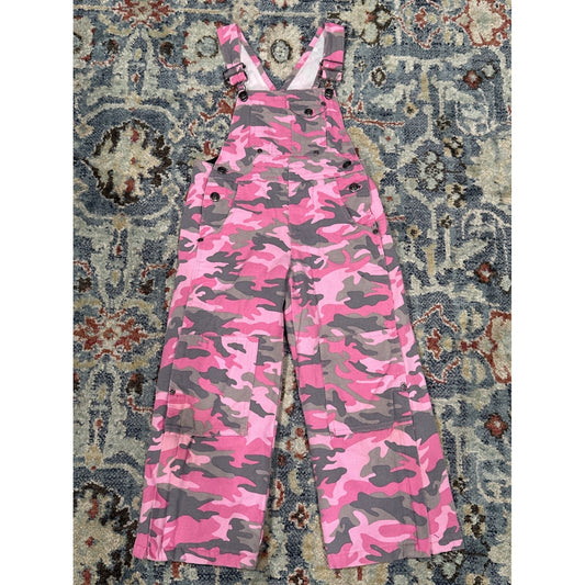 Roper Camo Overalls Girls XS 4-5 Pink Camouflage Bib Quilted Liner Cargo0