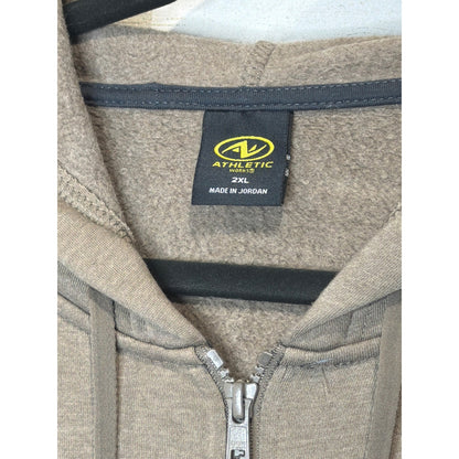 Athletic Works Zip Hoodie Men 2XL Brown Heathered Athleisure Gorpcore EUC1