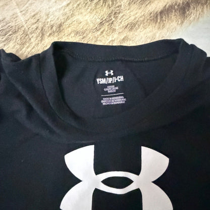 Under Armour T-Shirt Boys Small Black Baseball Home Plate Graphic Sporty EUC2