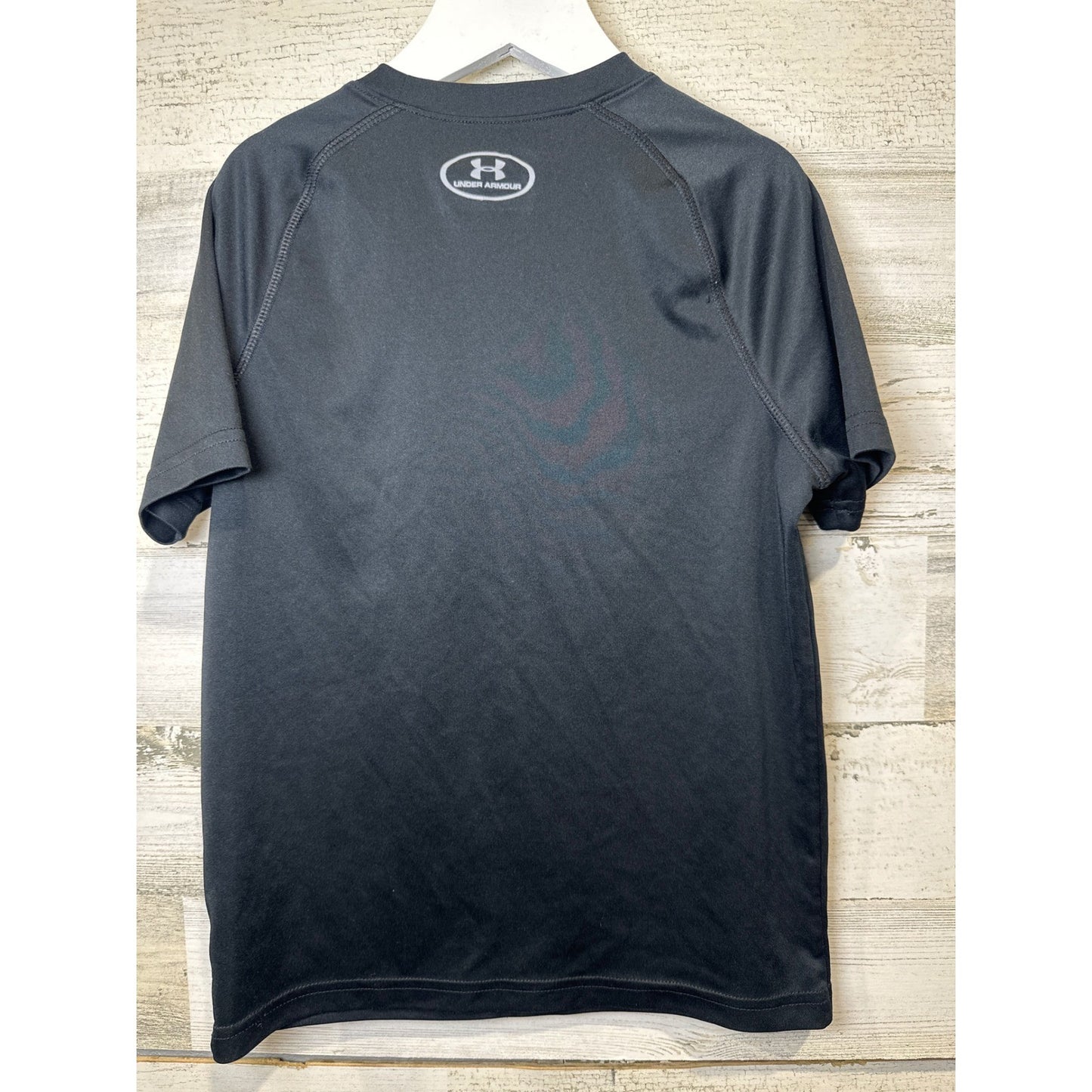 Under Armour T-Shirt Kids Youth Small Black Graphic Logo EUC2