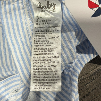 Baby Starters Shorts Set Girls 3M Blue Seersucker Ice Cream Americana NWT5