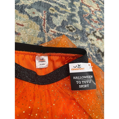 Way to Celebrate Halloween Tutu Skirt Girls 2T Orange Glitter Tulle NWT1