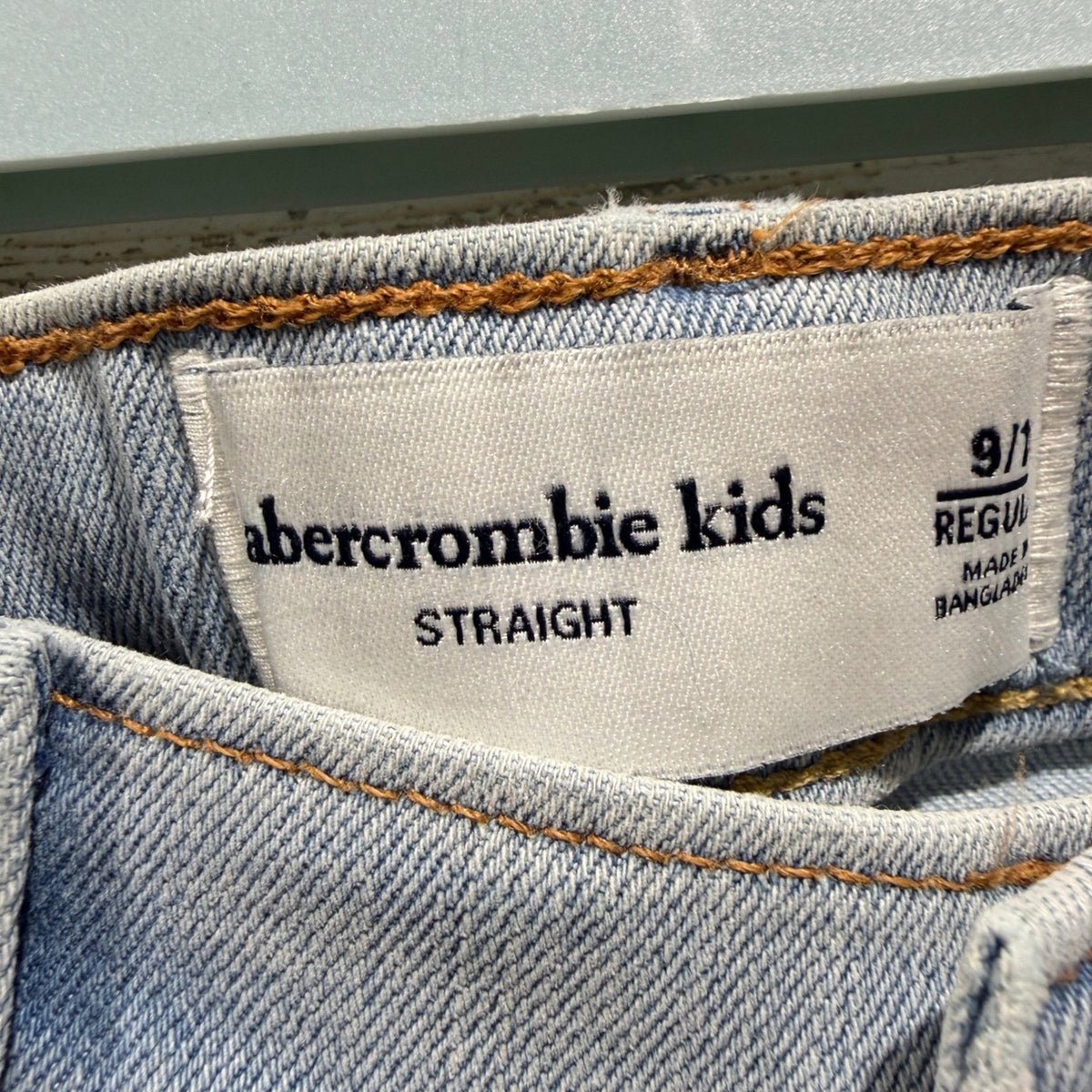 Abercrombie Kids Straight Distressed Jeans Girls 9/10 Light Blue Cotton Blend4