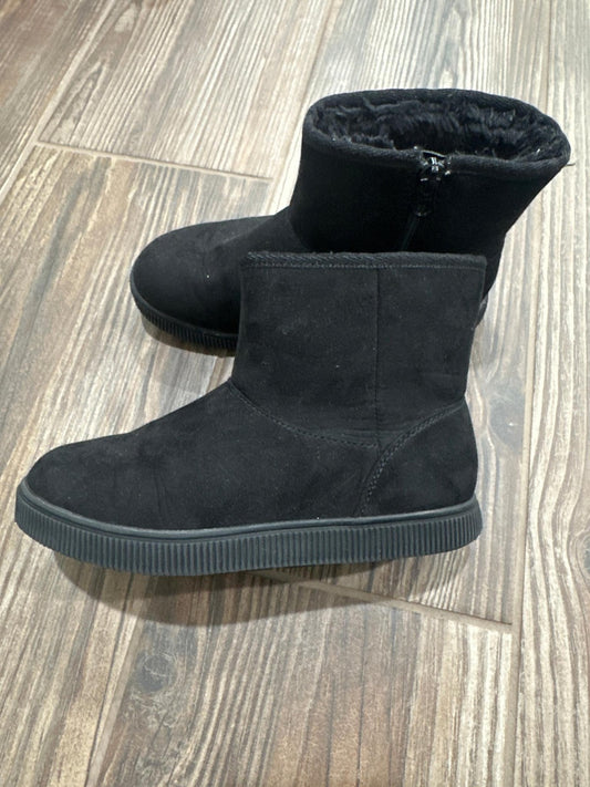 Cat & Jack Ankle Boots Girls Youth Size 2 Black Faux Suede Fur Lined Zipper0