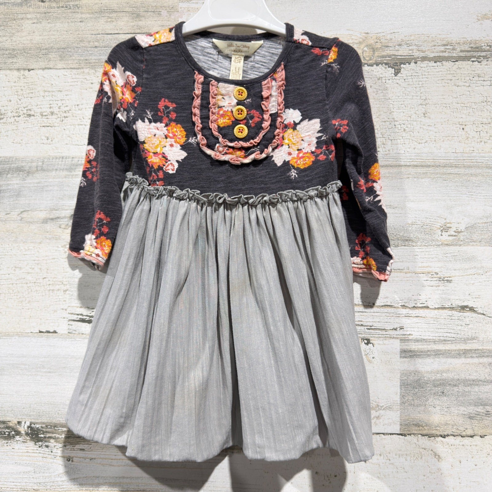 Matilda Jane Dress Girls 18-24M Grey Floral Joanna Gaines Boho *Flawed*0