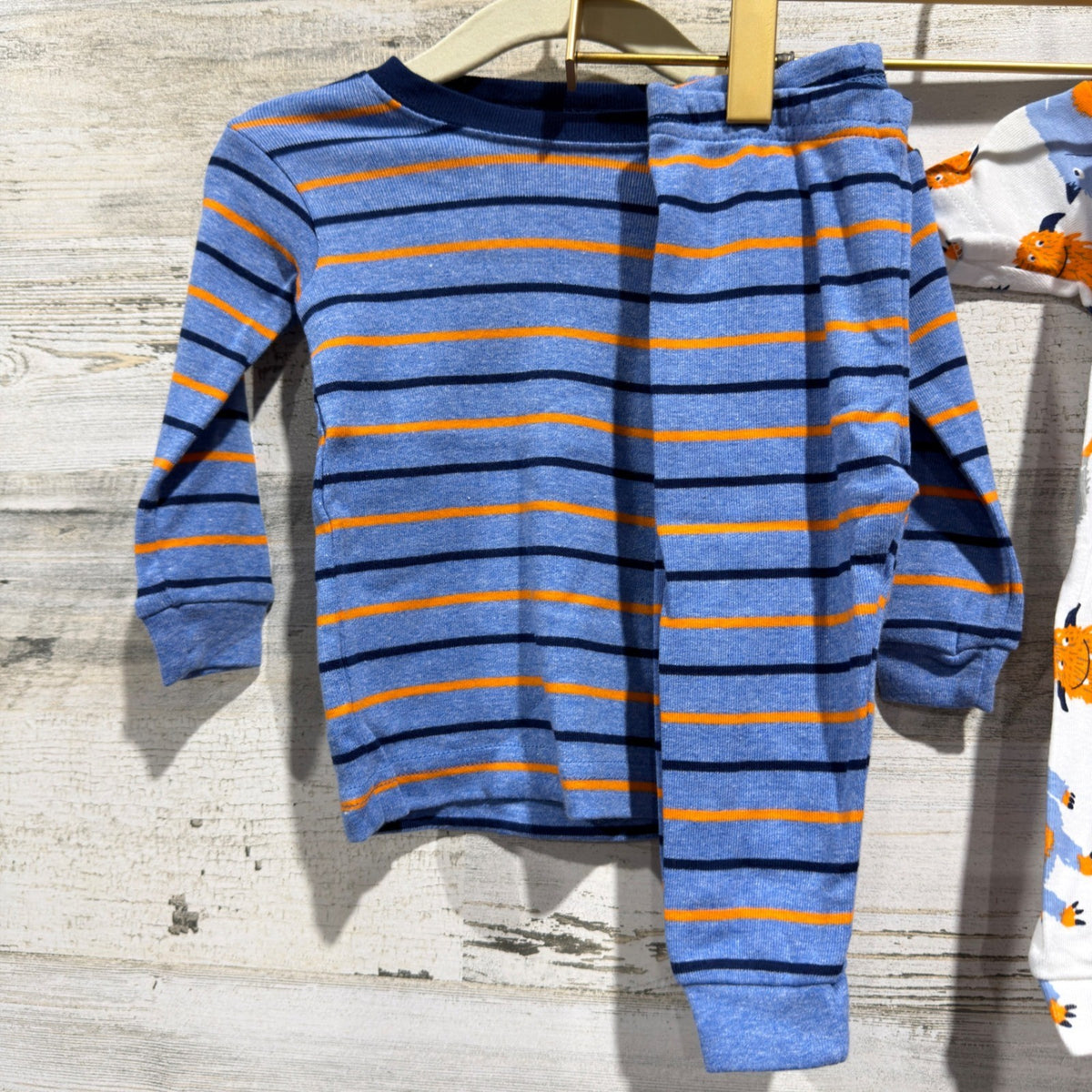 Carter's Monster Stripe Pajama Set 4pc Baby Boys 6M Blue Cotton Contemporary1