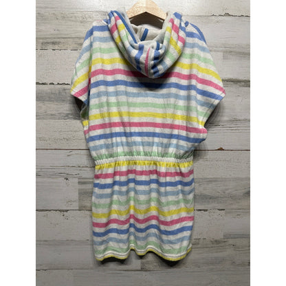 Joules Swim Cover Up Girls 11-12 Multicolor Striped Hooded Terry Dress EUC2