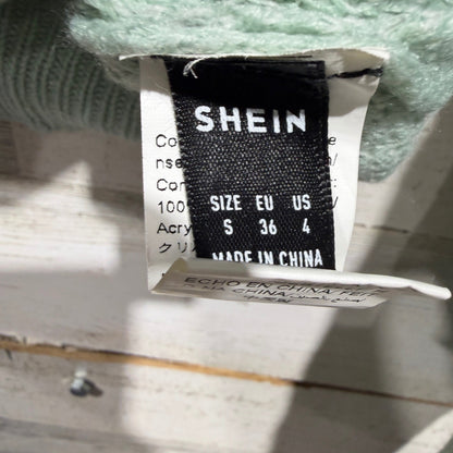 SHEIN Daisy Floral Knit Sweater Women S Green White Acrylic Retro2