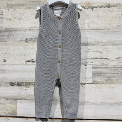 Little Planet Knit Jumpsuit Boys 12M Grey Organic Cotton Garter Stitch0