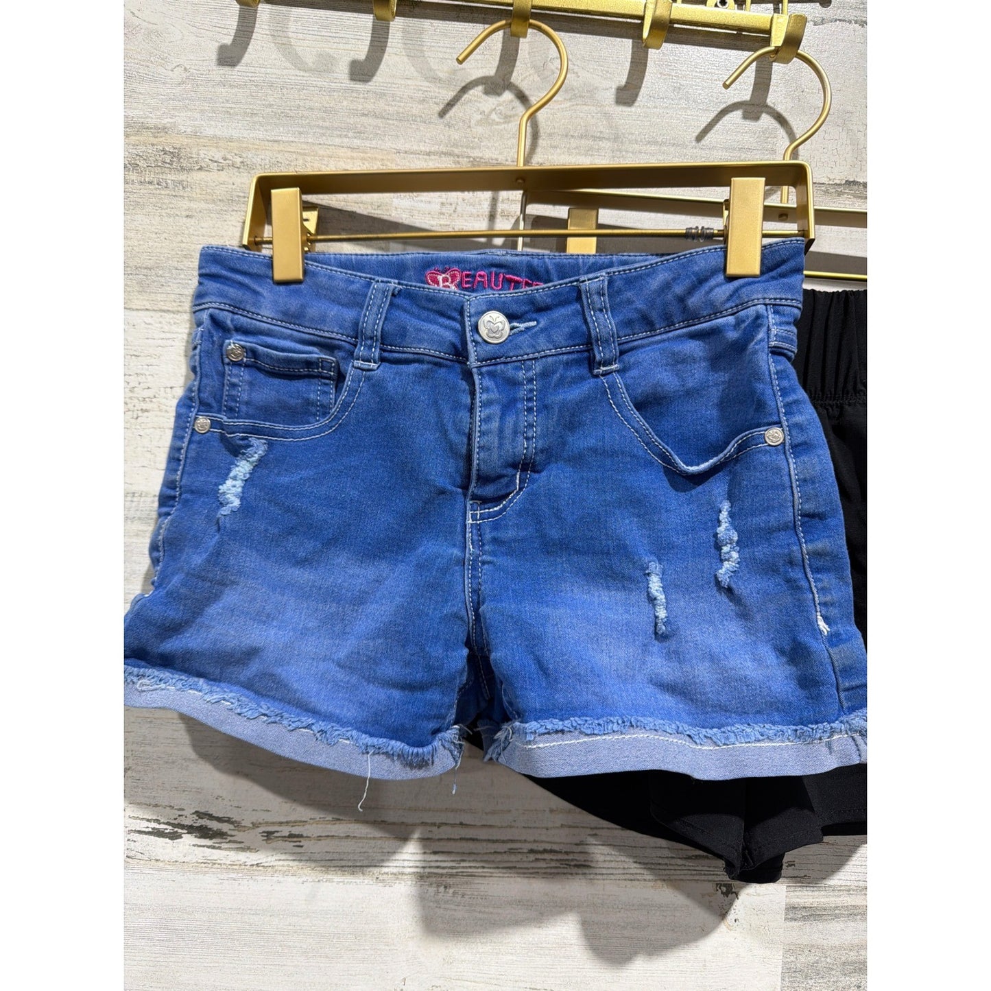 Beautees Justice Shorts Bundle Girls 12/14 Blue Black Distressed Active GUC*1