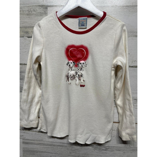 Old Navy Dalmatian Shirt Girls XS White Red Heart Y2K Kidcore EUC0