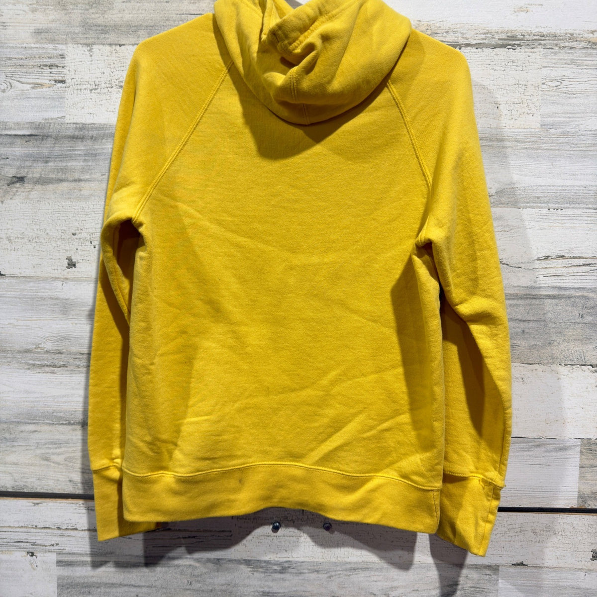 Champion Script Logo Hoodie Women Small Yellow Poly Cotton Athleisure Flawed*4