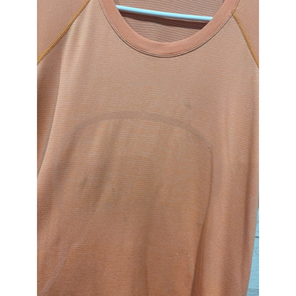 Lululemon Swiftly Tech Short Sleeve Women 10 Orange Mesh Knit Athletic GUC2