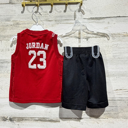 Jordan 2-Piece Shorts Set Boys 2T Red Black Air 23 Mesh Jersey EUC8