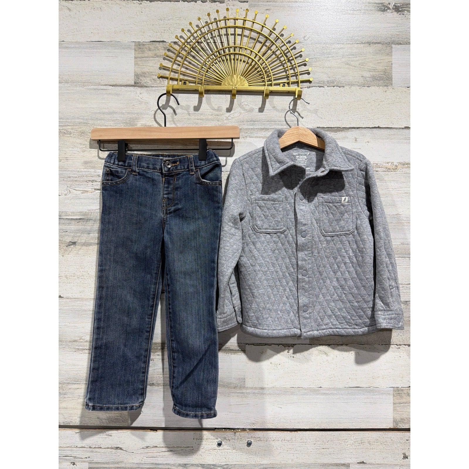 Easy Peasy Art Class Boys 4T Bundle Plaid Quilted Denim Gorpcore EUC3