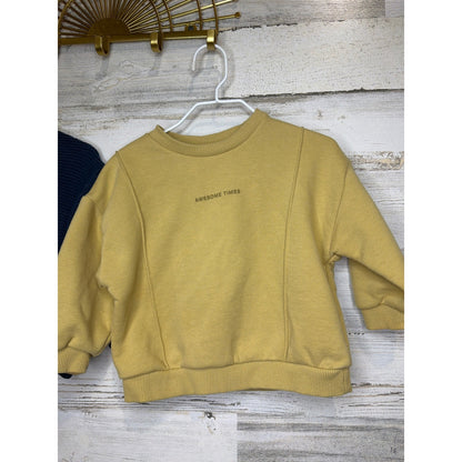 Zara Sweater Sweatshirt Bundle Boys 9-12M Navy Yellow Waffle Knit Awesome EUC2