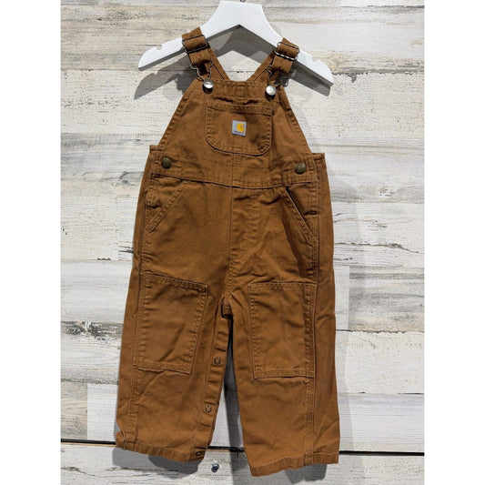 Carhartt Canvas Bib Overalls Boys 18M Brown Double Knee0