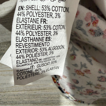 RVCA Floral Button Down Shirt Boys Small White Cotton Blend Casual Summer EUC5