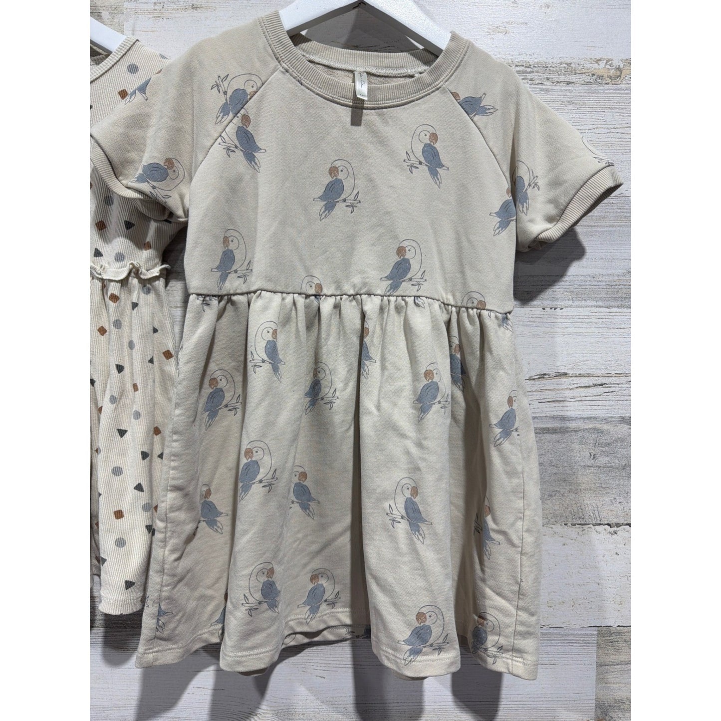 Quincy Mae Rylee + Cru Tunic Dress Bundle Girls 4-5 Neutral Geometric Parrot2