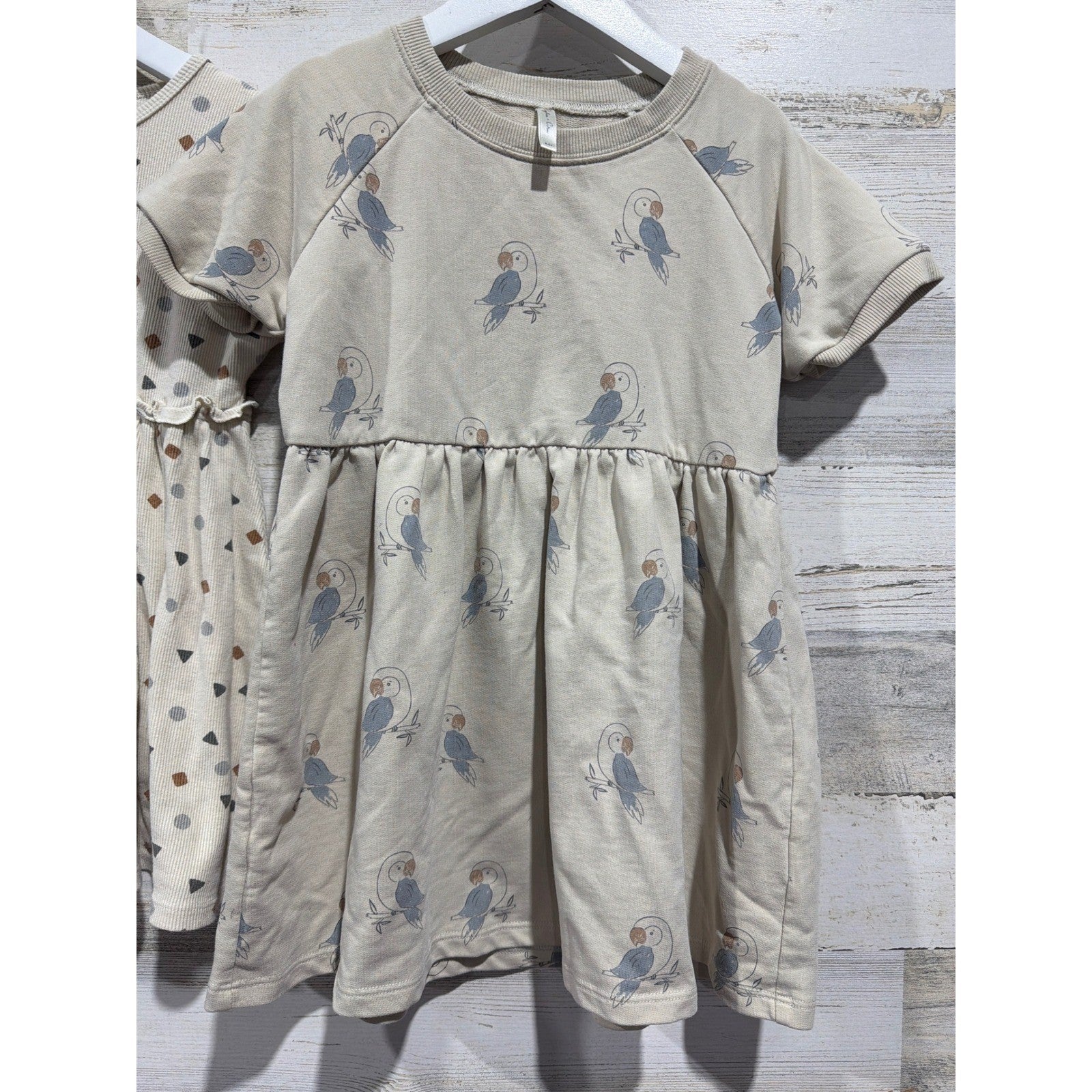 Quincy Mae Rylee + Cru Tunic Dress Bundle Girls 4-5 Neutral Geometric Parrot2