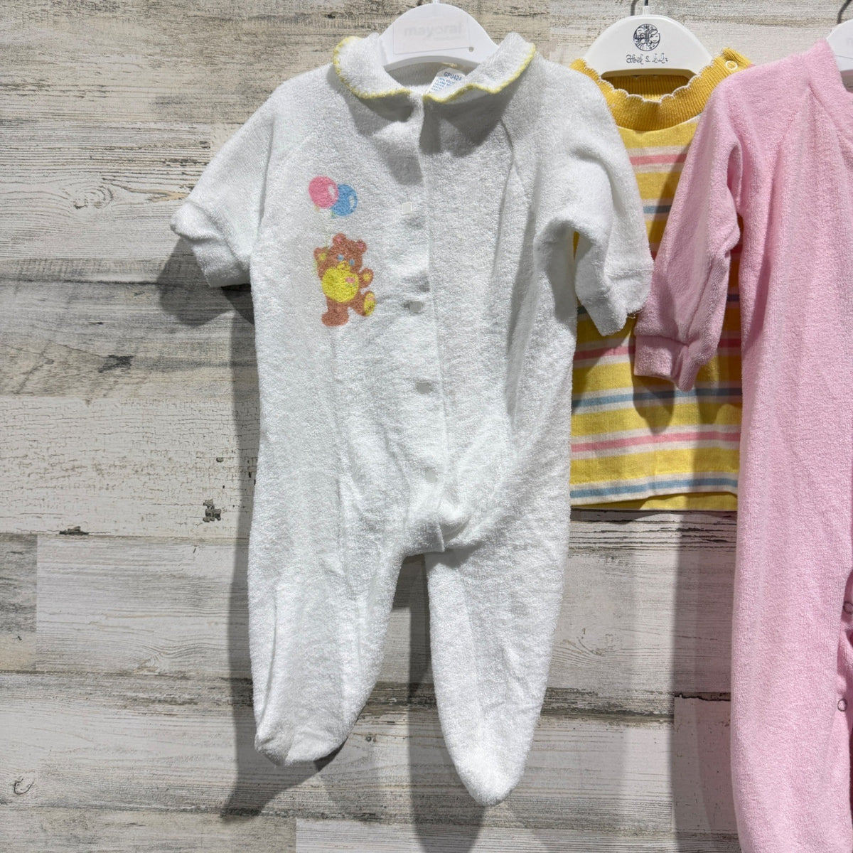 Vintage Baby Bundle 6-12m Panda Winning Colours Sleepers Shirt Pink Striped Lot1