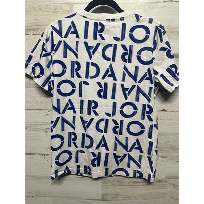 Jordan T-Shirt Boys XL White Blue All Over Print EUC2