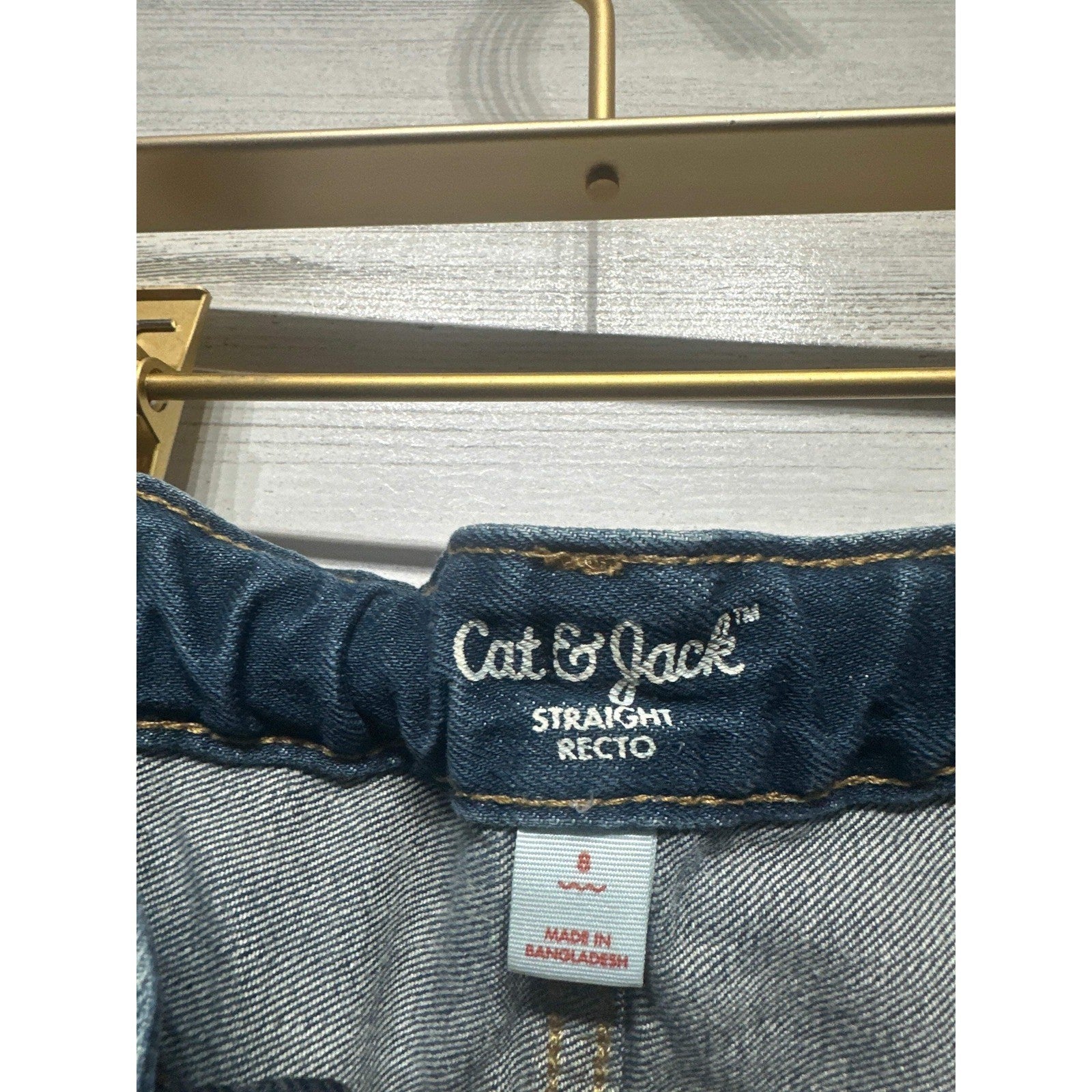 Cat & Jack Straight Jeans Boys 8 Dark Wash Adjustable Waist EUC2